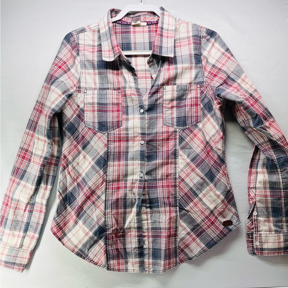 Roxy Plaid Button Down Shirt - Red, Blue, White - Picture 1 of 7
